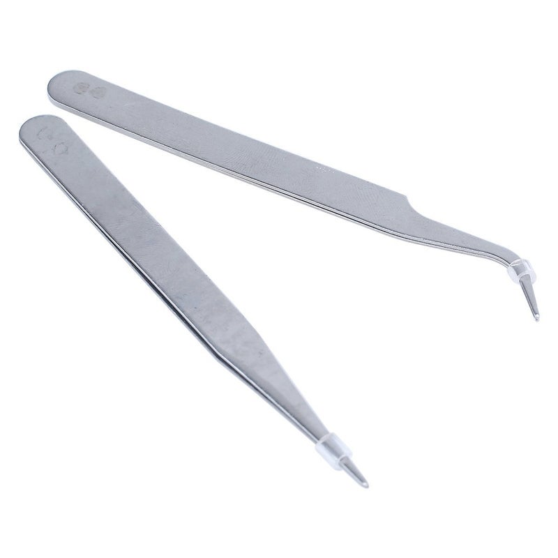 ReNext 2 Nail Art Tweezers Curved Straight Pointed Ongles (silver) - Image 1